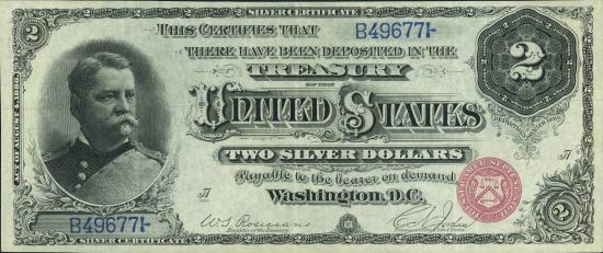 two dollars 1886 Silver Certificates