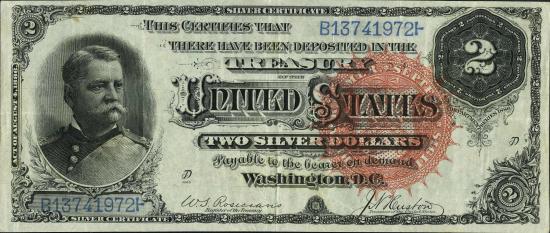 two dollars 1886 Silver Certificates