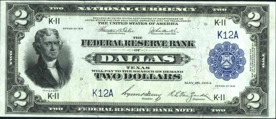 Federal Reserve Bank Notes (боны федеральных резервных банков), серия 1918 г., Канзас