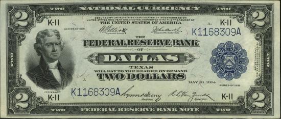 Federal Reserve Bank Notes (боны федеральных резервных банков), серия 1918 г., Канзас
